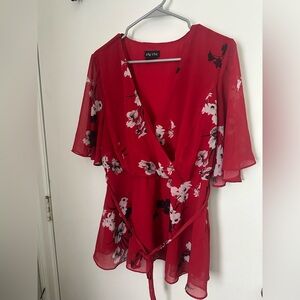 City Chic Vixen Floral Wrap Top